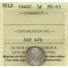 Image 1 : Newfoundland 5-cent 1940C ICCS MS63