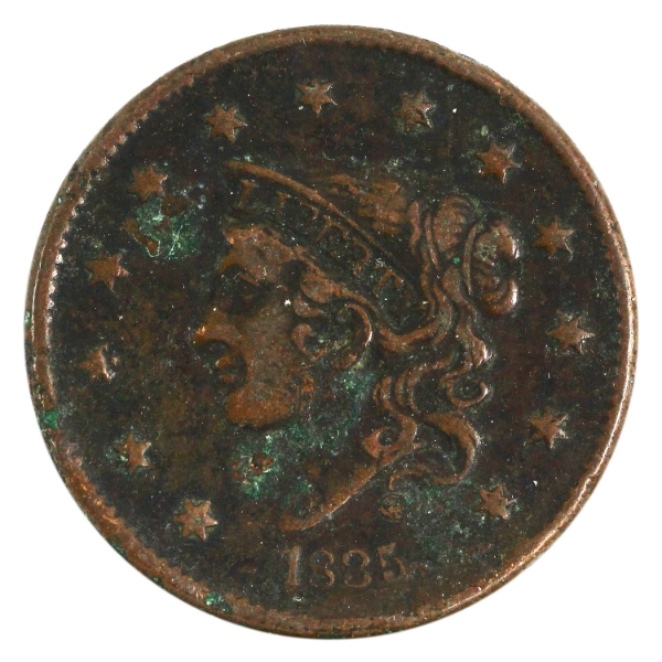 USA 1835 Coronet Head Cent Head of 1836 VF-EF (Impaired)