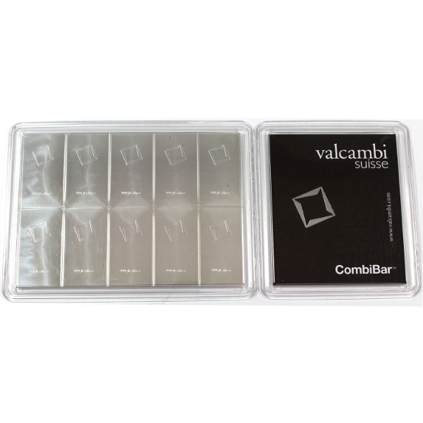 100g Valcambi Suisse .999 Fine Silver CombiBar (Tax Exempt)