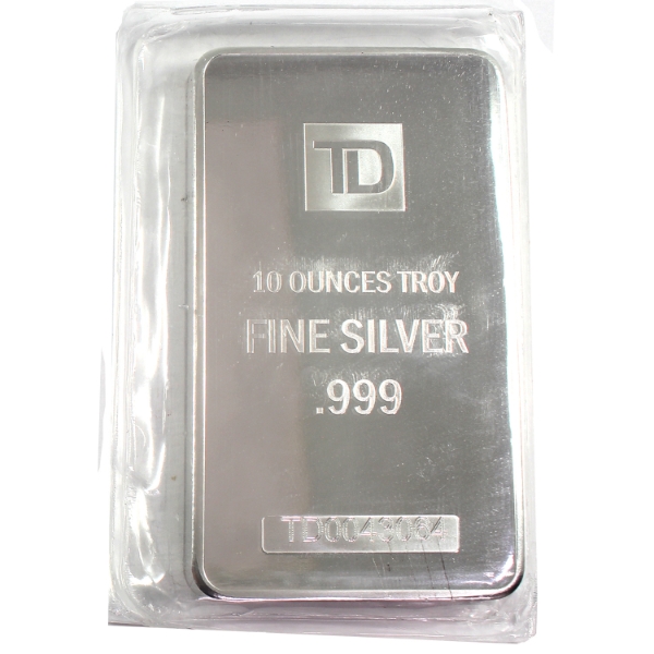 10oz TD Bank .999 Fine Silver Bar (Tax Exempt)