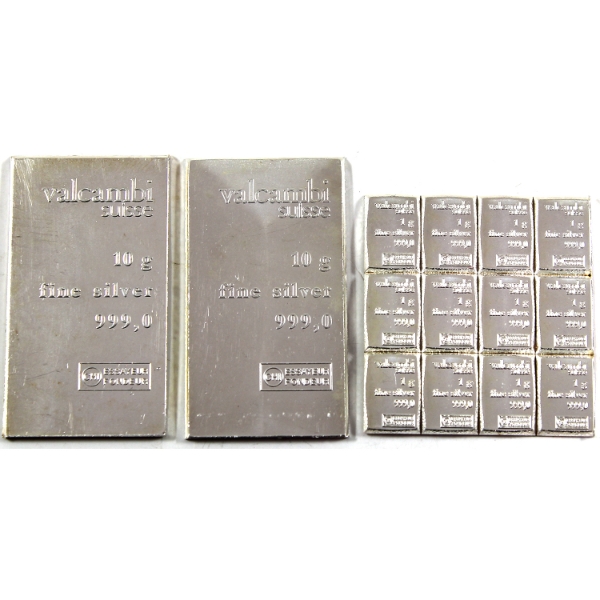 32g Lot Total! Valcambi Suisse .999 Fine Silver Bars. 3pcs. (Tax Exempt)
