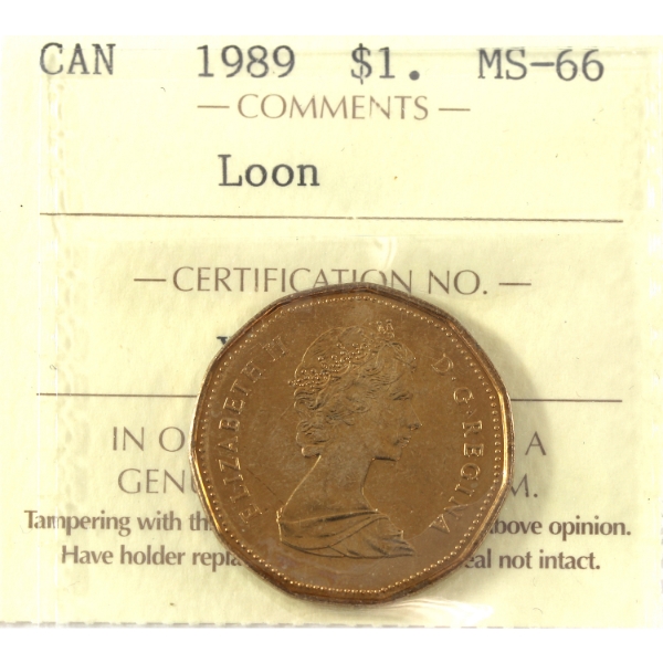 Loon $1 1989 Loon ICCS MS66
