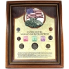 Image 1 : United States World War II 7-Coin and 3 Stamp Collection in Wooden Frame. 