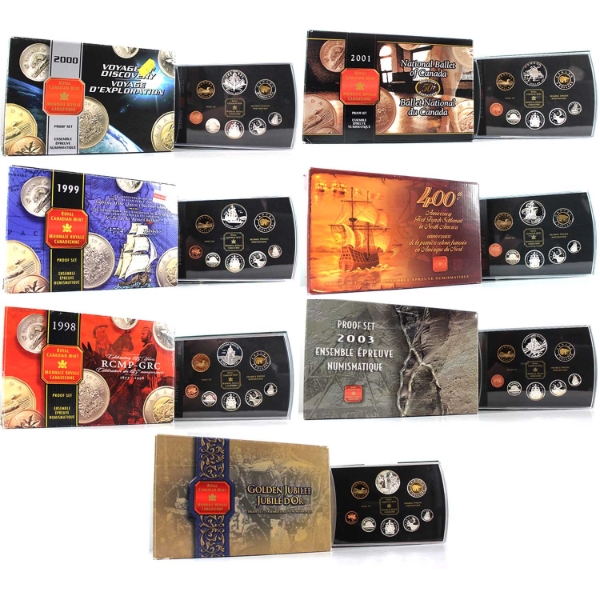 1998-2004 Double Dollar Proof Sets. 7pcs. 