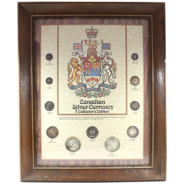 *1963-1968 'Canadian Silver Currency - A Collector's Edition' 11-coin Silver Set in Wooden Frame