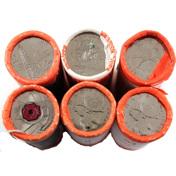2004-2006 25-cent Rolls of 40pcs. 6pcs.