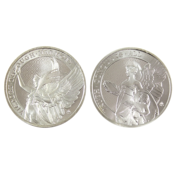 2x 1oz St. Helena The Queen's Virtues 2021 Victory & 2022 Truth .999 Fine Silver Coins. 2pcs.