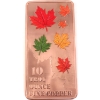 Image 1 : 10oz Maple Leaf .999 Fine Copper Bar w/ selective Colour