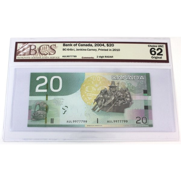 RADAR BC-64b-i-N1-ii 2004 $20 2 Digit RADAR BCS CUNC62 Original SN: AUL9977799