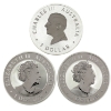 Image 2 : 3x 1oz Australia 2022, 2023 & 2025 $1 Kookaburra .9999 Fine Silver Coins. 3pcs (Tax Exempt)