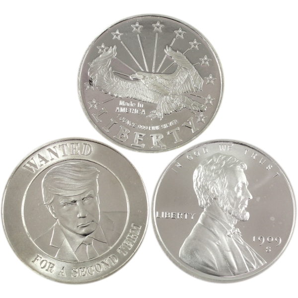 3x 1oz USA Assorted .999 Fine Silver Rounds. 3pcs (Tax Exempt)
