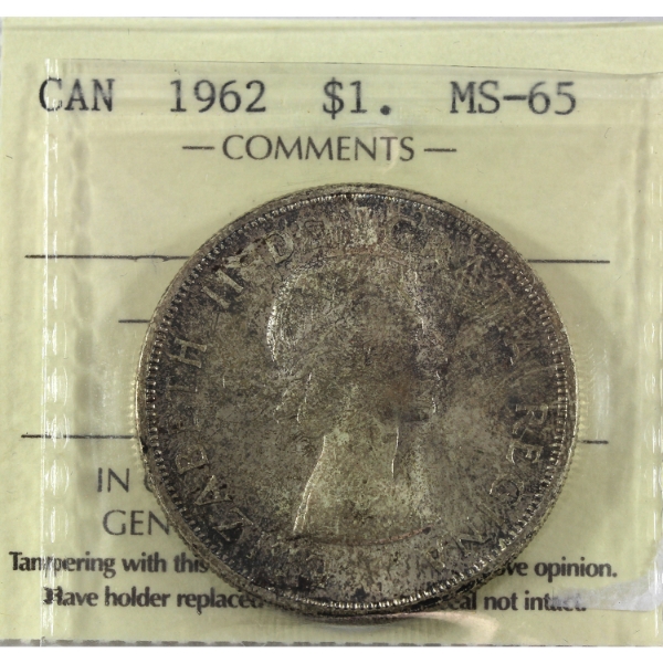 Silver $1 1962 ICCS MS65 