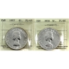 Image 1 : Silver $1 1957 PL65 & 1958 PL66 Cameo ICCS. 2pcs