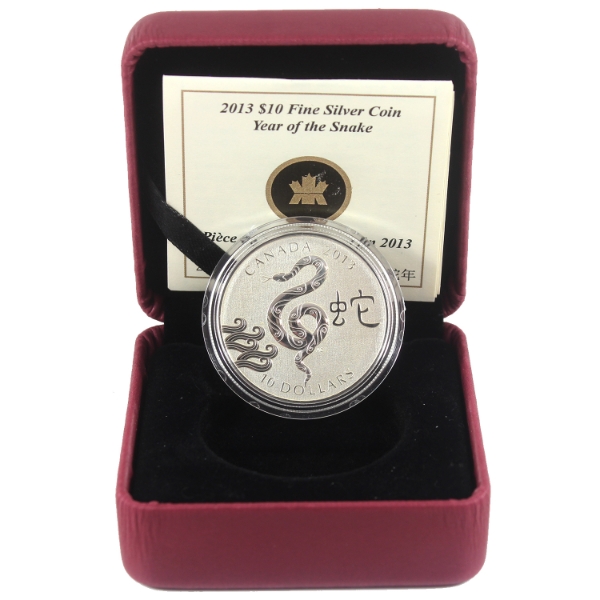 2013 $10 Year of the Snake 1/2oz .9999 Fine Silver Coin (Tax Exempt)