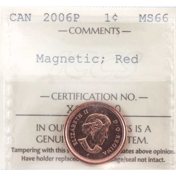 1-cent 2006P Magnetic ICCS MS66 Red