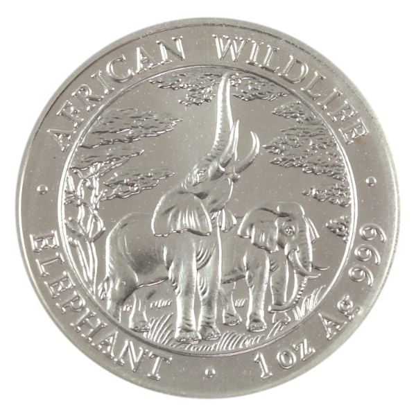 Zambia Silver 2003 5000 Kwacha African Wildlife - Elephant 1oz .999 Fine Silver Coin (Tax Exempt)