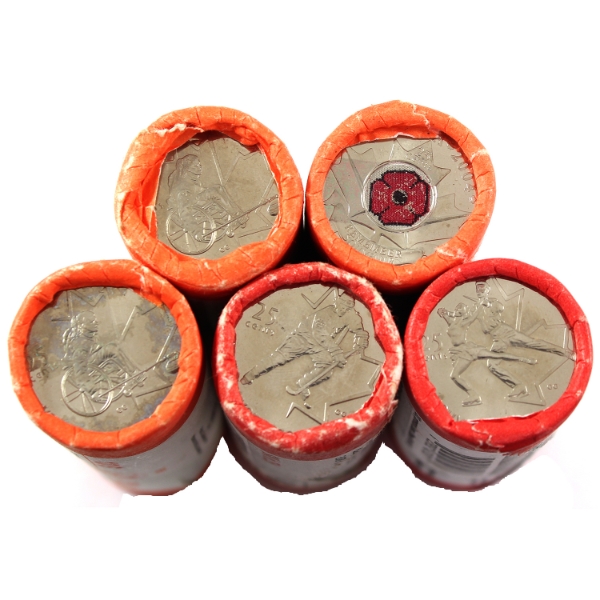 Group Lot of 25-cent 2004-2008 Rolls of 40pcs. 5 Rolls.