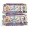Consecutive Pair of BC-49c 1971 $10 2 Letter Prefix UNC or Better Lawson-Bouey. 2pcs. 