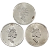 Image 2 : 1oz 1996-1998 $5 .9999 Silver Maple Leaf Coins. 3pcs. (Tax Exempt)