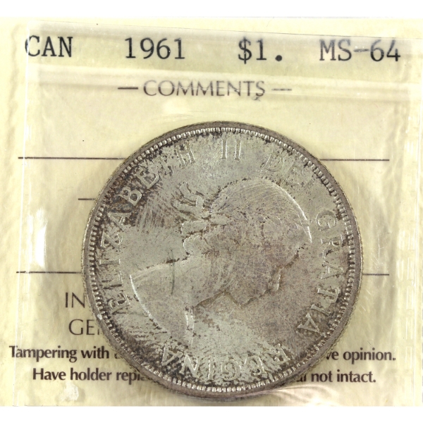 Silver $1 1961 ICCS MS64