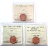 Image 1 : 1-cent 2001, 2004 & 2006 RCM Logo; Non Magnetic ICCS MS66 Red. 3pcs. 