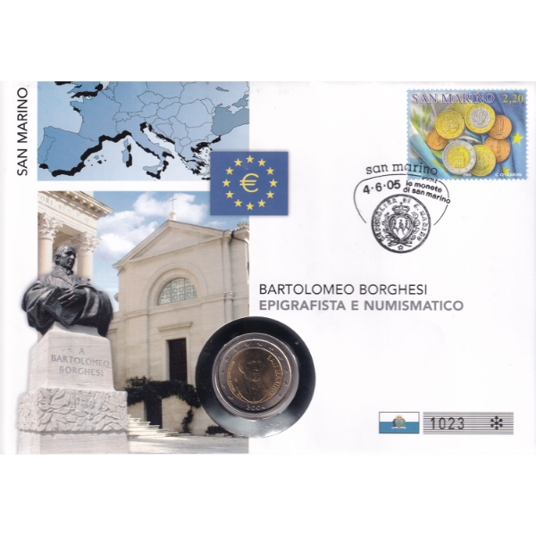 San Marino 2004 2 Euros 100th Ann. of Celebration in Honour of Bartolomeo Borghesi First Day Cover