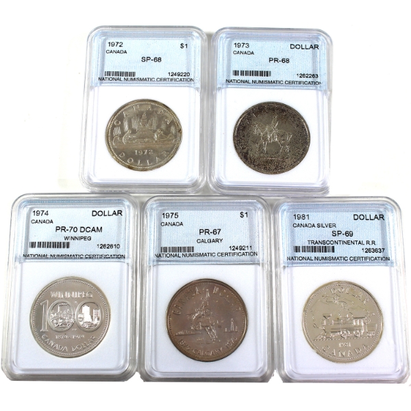 Nickel $1 1972-1981 NNC Certified PR67 to PR70. 5pcs