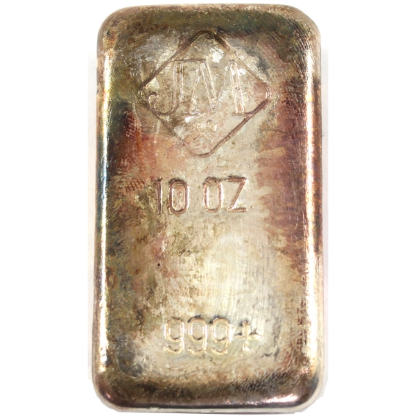 10oz Johnson Matthey Old Pour .999+ Silver Bar *Scarce!* Mintage of <2000 (Tax Exempt)