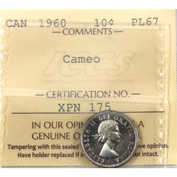 10-cent 1960 ICCS PL67 Cameo
