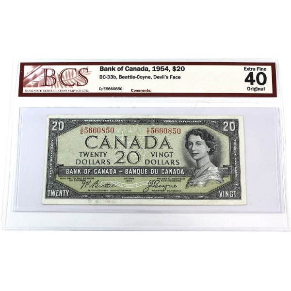 BC-33b 1937 $20 Devil's Face BCS EF40 Original Beattie-Coyne SN:D/E5660850