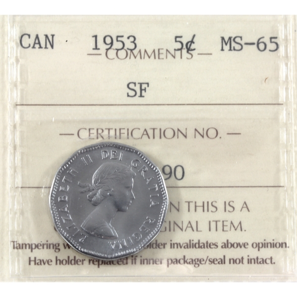 5-cent 1953 SF ICCS MS65