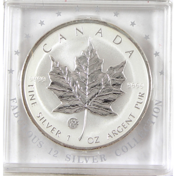 2009 $5 1oz .9999 Fine Silver Maple Leaf w/ F12 Privy Mark In Fabulous 12 Silver Collection Holder 