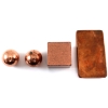 Image 2 : Lot of 4x .999 Fine Copper Pieces - 2x (Approx. 4oz) Spheres, 10oz Bar & 1 Pound Cube. 4pcs