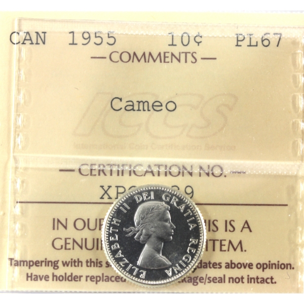 10-cent 1955 ICCS PL67 Cameo