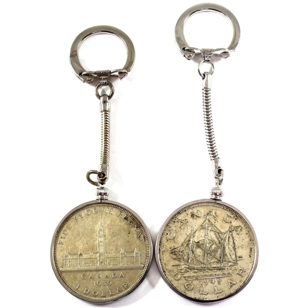 Silver $1 1939 & 1949 Keychains. 2pcs