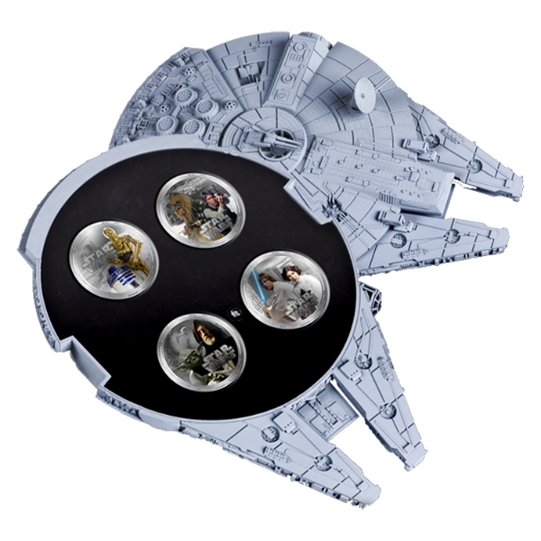 Niue Silver 2011 $2 Star Wars-Millennium Falcon 4-piece Fine Silver Set w/ Selective Colour
