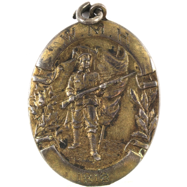 1918 W.M.H. 100 Yards Golf Medal 12g-Sterling Silver, 28mm width