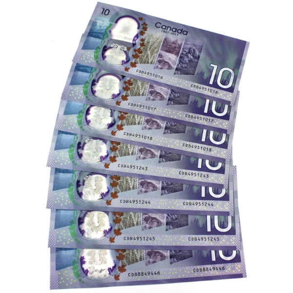 BC-75 2017 $10 UNC or Better Banknotes. Some Consecutive. 7pcs.