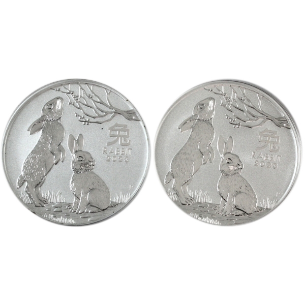 2oz Australia 2023 $2 Year of the Rabbit .9999 Silver Rounds. 2pcs. (Tax Exempt)