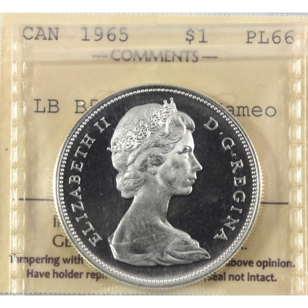Silver $1 1965 LB B5 Type 3 ICCS PL66 Heavy Cameo
