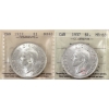 Image 1 : Silver $1 1937 Dbl HP & Regular ICCS MS63. 2pcs.