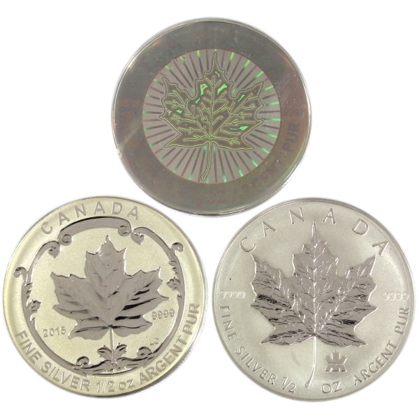 2003-2015 $4 SML 1/2oz .9999 Fine Silver Coins from Fractional Sets. 3pcs (Tax Exempt)