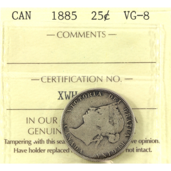 25-cent 1885 ICCS VG8