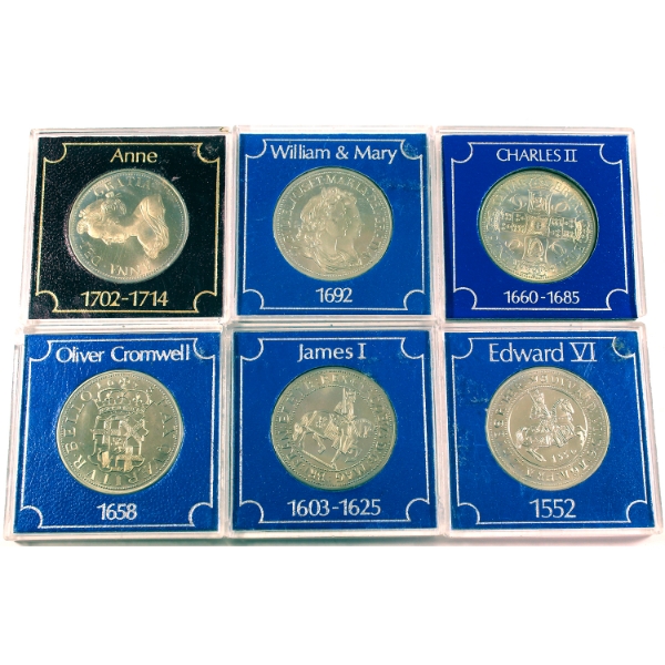 Great Britain Commemorative 1552-1714 British Monarch Coins. 6pcs.