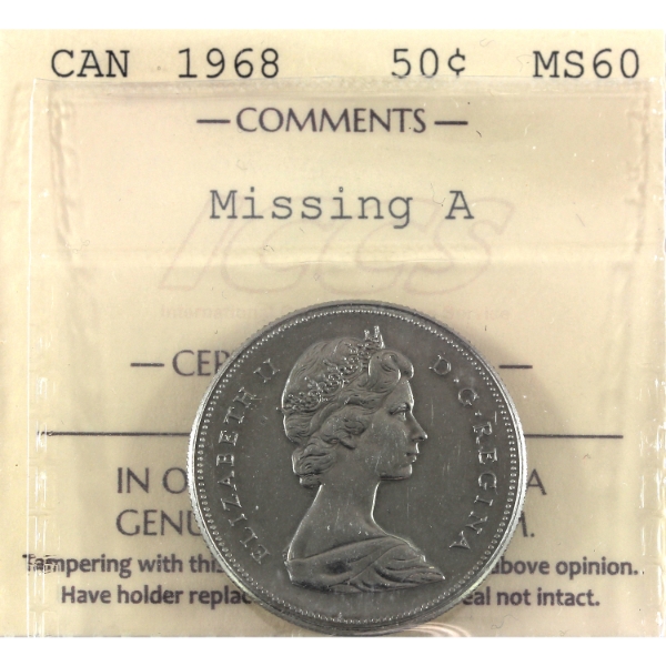 50-cent 1968 Missing A ICCS MS60