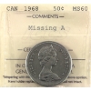 Image 1 : 50-cent 1968 Missing A ICCS MS60