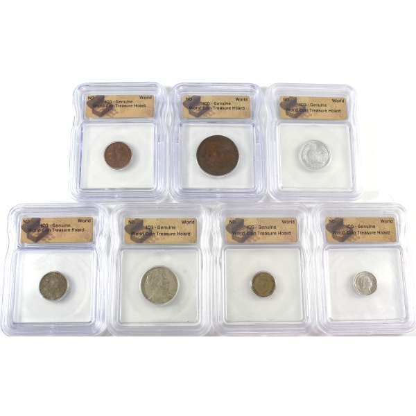 7x World 1946-1979 Mixed Denomination Coin Treasure Hoard ICG Certified Genuine. 7pcs.