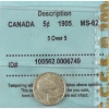Image 1 : 5-cent 1905 5/5 CCCS MS62