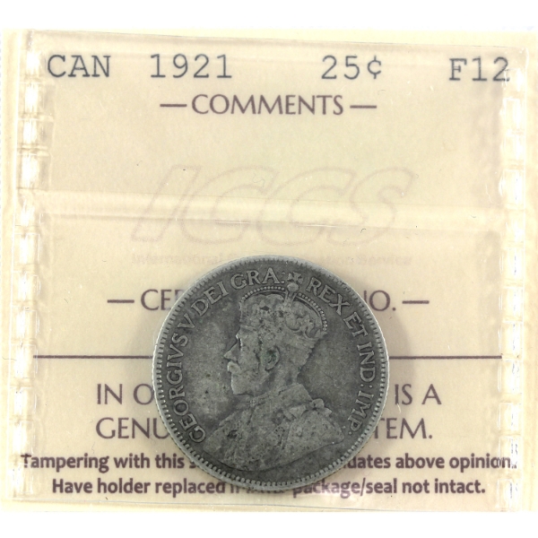 25-cent 1921 ICCS F12