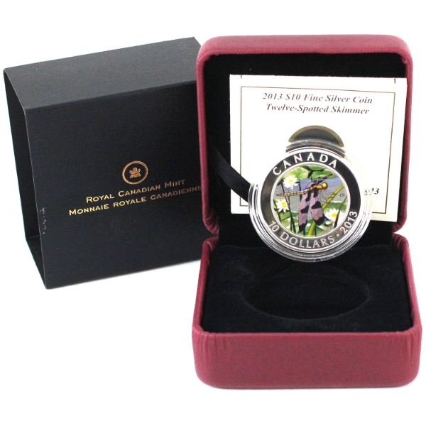 2013 $10  Dragonfly: Twelve Spotted Skimmer Fine Silver Hologram Coin (Tax Exempt)